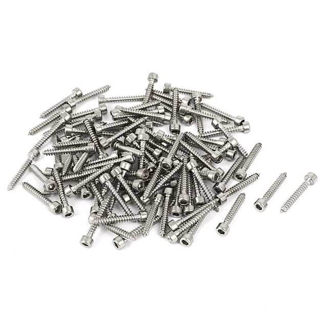 Uxcell M3 x 20mm Threaded Nickel Plated Hex Head Self Tapping Screws (100-pack)
