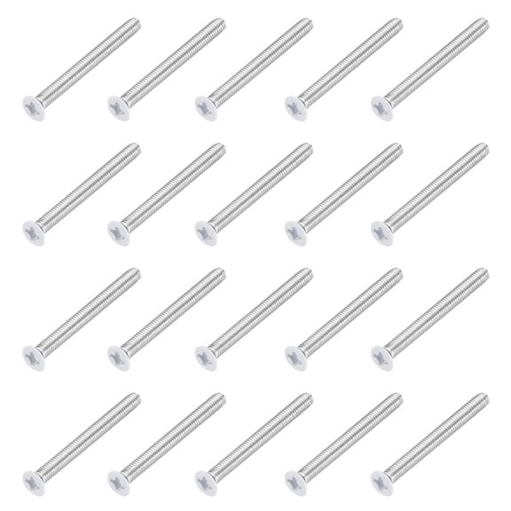 Uxcell M3 x 30mm Flat Countersunk Head Machine Screws 304 Stainless Steel Full Thread Phillips Drive Cross Screw for Furniture Connection Electrical Appliances (White, Pack of 20)