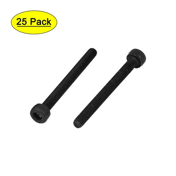 Uxcell M3 x 30mm Full Thread Carbon Steel Hex Socket Cap Head Screws Bolts Black (25-pack)