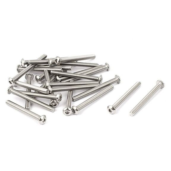 Uxcell M3 x 30mm Stainless Steel Button Head Socket Cap Screw (25-pack)