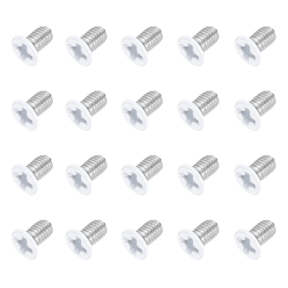 Uxcell M3 x 5mm Flat Countersunk Head Machine Screws 304 Stainless Steel Full Thread Phillips Drive Cross Screw for Furniture Connection Electrical Appliances (White, Pack of 20)