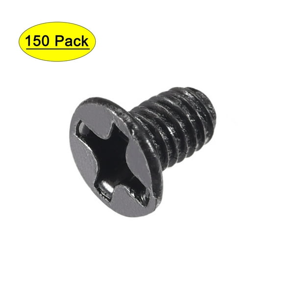 Uxcell M3 x 5mm Phillips Screw Fastener Black Zinc Plated 150 Pack