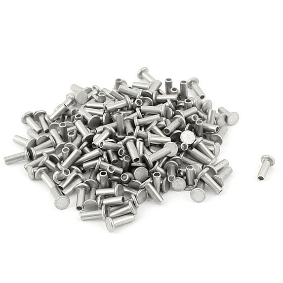 Uxcell M3 x 8mm Aluminum Flat Head Semi-Tubular Rivets Silver Tone (200-pack)