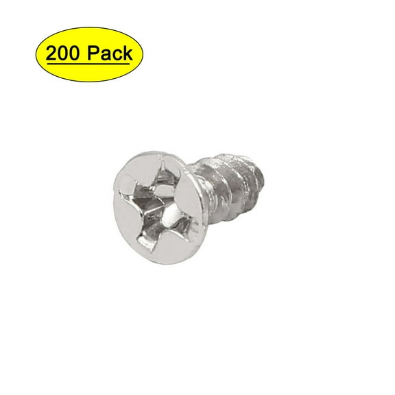 Uxcell M3 x 8mm Metal Flat Head Self Tapping Screws Silver Tone (200-pack)