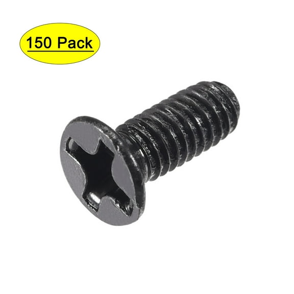 Uxcell M3 x 8mm Phillips Screw Fastener Black Zinc Plated 150 Pack