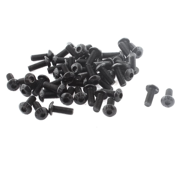 Uxcell M3 x 8mm Thread 12.9 Alloy Steel Hex Socket Button Head Screws Bolts 10mm (50-pack)