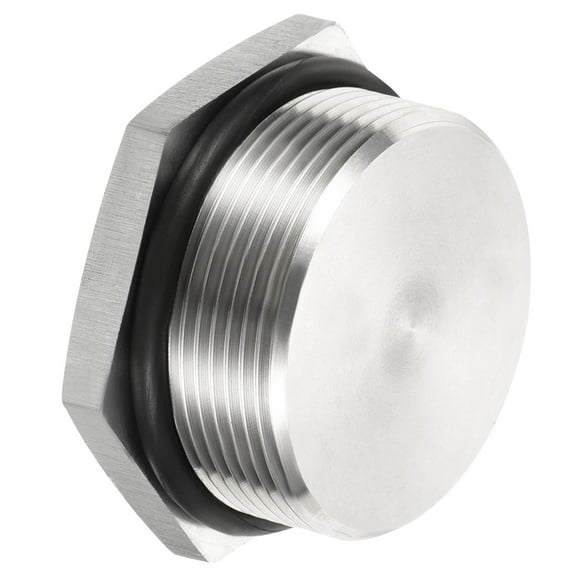 Uxcell M36x1.5 Male Plug Stainless Steel Thread Hex Head Socket Pipe Fitting with Sealing Rubber Ring