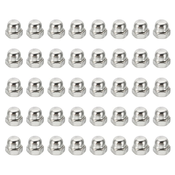 Uxcell M3x0.5 Hex Acorn Bolt Covers, 40 Pcs Carbon Steel Screw Covers Caps for Fasteners Threads Rods Bolts, Silver Tone