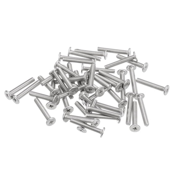 Uxcell M3x0.5x18mm 50 Pack Metal Flat Round Head Screws Phillips Drive Machine Bolt