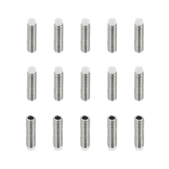 Uxcell M3x10mm Nylon Tip Grub Screw, 15pcs 304 Stainless SteelInternal Hex Head Cup Point Bolt Hardware