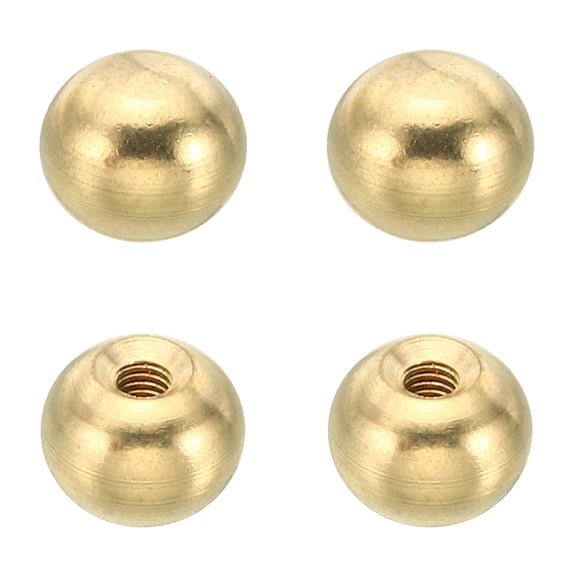 Uxcell Thread Cap Nuts Knob Brass Ball Lamp Decoration Screw Caps Nut Cover Nut for Furniture M3 x 0.39'' 4 Pcs