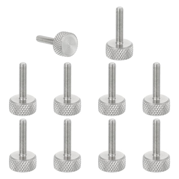 Uxcell M3x14mm Knurled Thumb Screws, 304 Stainless Steel Flat Head Thumb Screws Metric Diamond Knurled Head Bolts Grip Knobs Hand Tighten Thread Fasteners, 10mm Dia. 10 Pcs