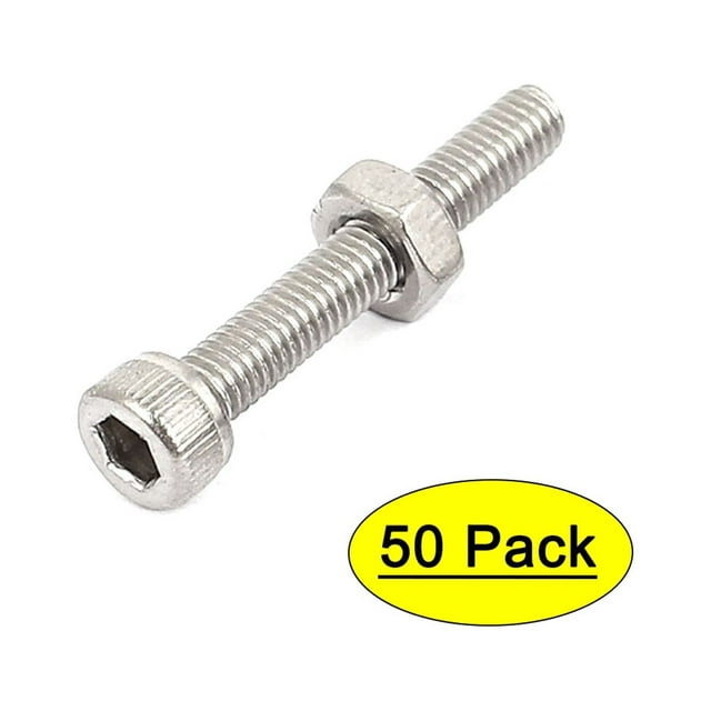 Uxcell M3x20mm Stainless Steel Hex Socket Head Knurled Cap Screws Bolts Nut Set 50 Pack