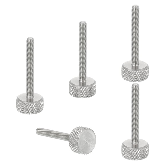 Uxcell M3x25mm Knurled Thumb Screws, 304 Stainless Steel Flat Head Thumb Screws Metric Diamond Knurled Head Bolts Grip Knobs Hand Tighten Thread Fasteners, 10mm Dia. 5 Pcs