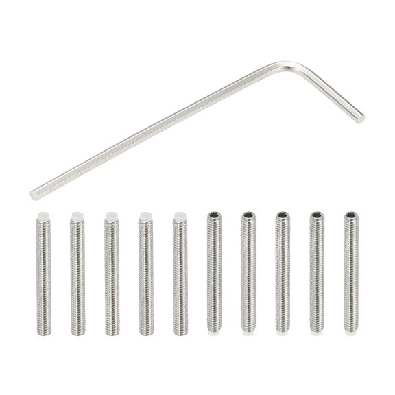 Uxcell M3x25mm NyLon Tip Grub Screw, 10pcs 304 Stainless Steel Internal Hex Head Cup Point with Key Wrench