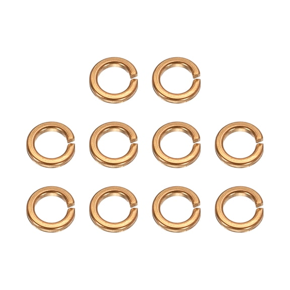 Uxcell M3x4.8x0.8mm Split Lock Washer, 10 PCS Copper Metric Spring Lock Gaskets Washer Spacers for Screws Bolts, Cooper Tone