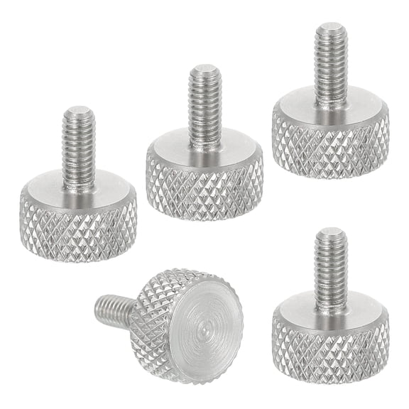 Uxcell M3x6mm Knurled Thumb Screws, 304 Stainless Steel Flat Head Thumb Screws Metric Diamond Knurled Head Bolts Grip Knobs Hand Tighten Thread Fasteners, 10mm Dia. 5 Pcs