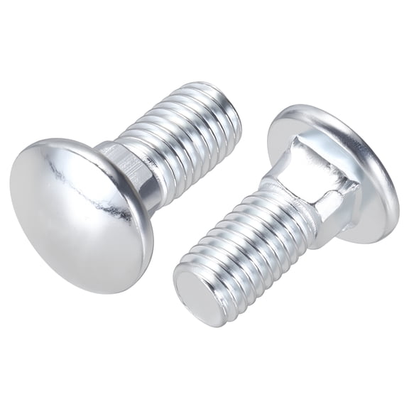 Uxcell M4-0.7x10 Carriage Bolt, Carbon Steel Big Round Head Square Neck Carriage Screws for DIY Mechanical Work(White Galvanized / 25 Pcs)
