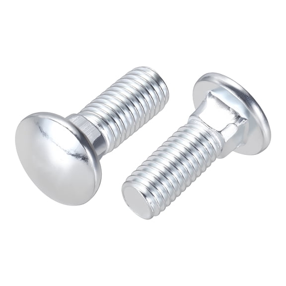 Uxcell M4-0.7x12 Carriage Bolt, Carbon Steel Big Round Head Square Neck Carriage Screws for DIY Mechanical Work(White Galvanized / 50 Pcs)