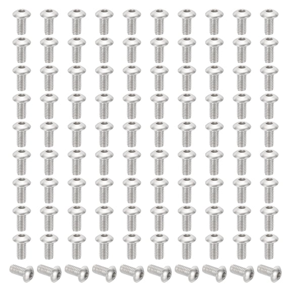 Uxcell M4-0.7x8mm Button Head Socket Cap Screws, 100 Pcs 304 Stainless Steel Hex Socket Cap Screw