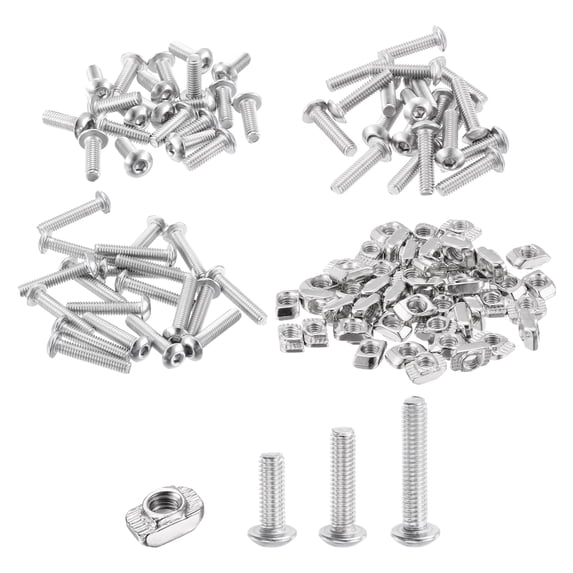 Uxcell M4 120Pcs T Nut Sliding T-Nuts Screws Assortment Kit