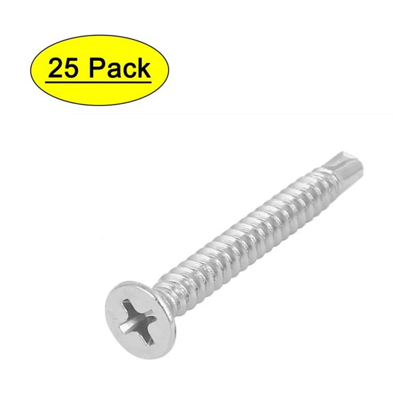 Uxcell M4.2 x 38mm Male Thread Countersunk Head Self Drilling Screws (25-pack)