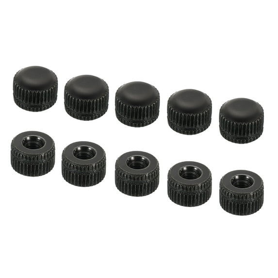 Uxcell M4 Acorn Cap Nut Bolt Cover Screw Caps Insert Female Thread Knurled Shiny Black 25 Pack