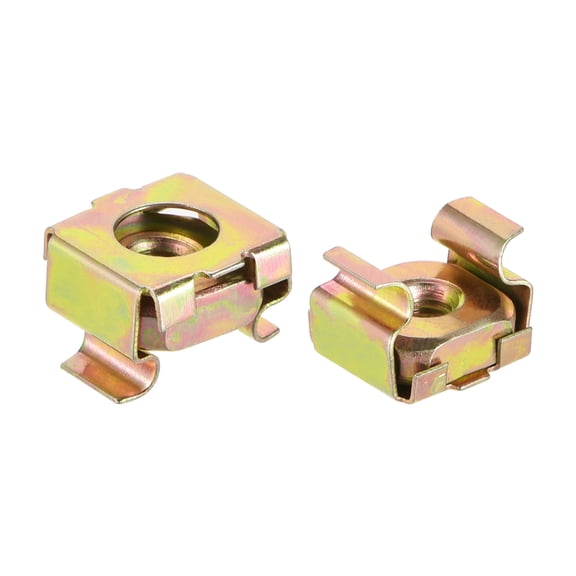 Uxcell M4 Cage Nuts for Server Rack Cabinet, Carbon Steel Yellow Zinc Plated, 50 Pcs