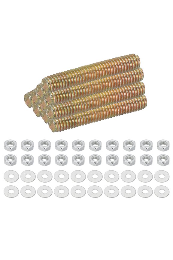 M4 Carbon Steel Fully Threaded Rods, 25 Set 35mm/1.4" L Threaded Studs, Colored Zinc Tone