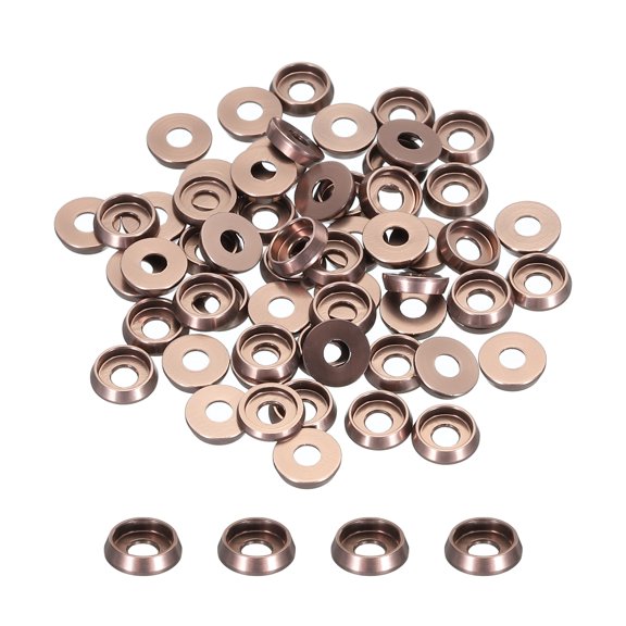 Uxcell M4 Cone Cup Countersunk Washers,Hole Dia 3mm/0.12" Aluminum for Screw RC,Model Parts,60PCS(Titanium Gray)