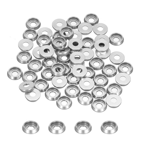 Uxcell M4 Cone Cup Countersunk Washers,Hole Dia 3mm/0.12" Anodized Aluminum for Screw RC,Model Parts,60PCS(Silver)