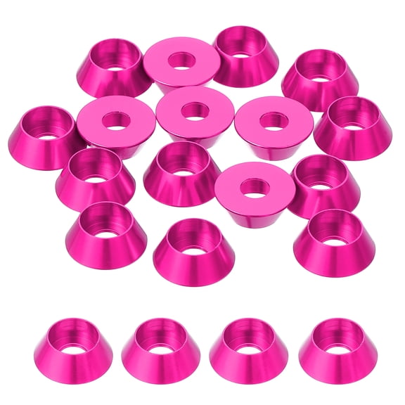 Uxcell M4 Cone Cup Washers, Anodized Aluminum Gaskets Cup Head Washer Gasket for Screw RC/FPV/PC/Drone/Mechanical Accessories Model Parts, Pack of 20 (Rose Red)