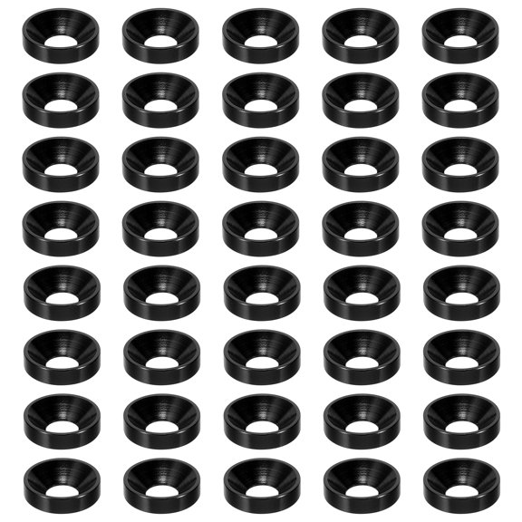 Uxcell M4 Finish Countersunk Washer, 40pcs Aluminum Alloy Flat Cup Head Screw Gasket for Mechanical Parts Black