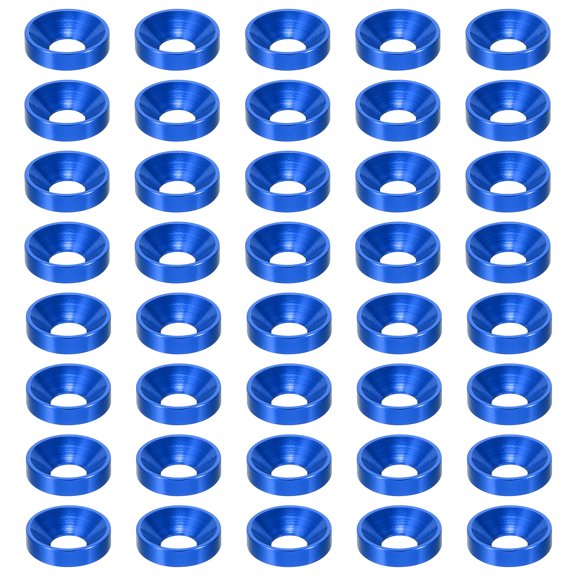 Uxcell M4 Finish Countersunk Washer, 60pcs Aluminum Alloy Flat Cup Head Screw Gasket for Mechanical Parts Dark Blue