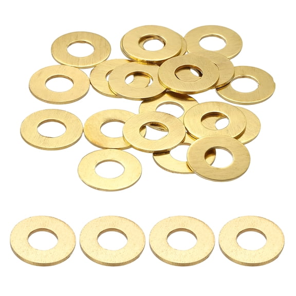 Uxcell M4 Flat Washers, (4mm ID 9mm OD 1mm Thickness, Golden) (32 Pcs), Brass Metric Sealing Gasket Ring Crush Washer Spacers for Faucets/Garden/Bolts/Screws/ Hose Pipe