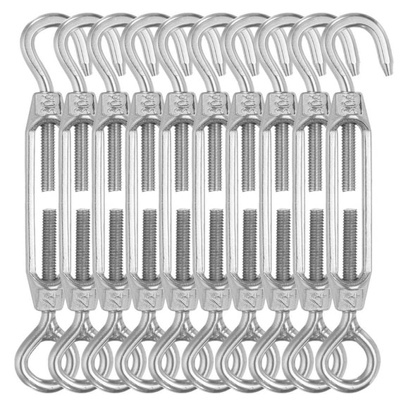 Uxcell M4 Hook and Eye Turnbuckles for Cable Wire Rope Tension 304 Stainless Steel Turnbuckle 10 Pack