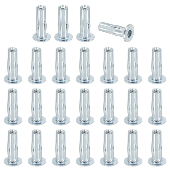 Uxcell M4 Multi-Grip Rivet Nuts Pre-Bulbed Shank Flat Head Threaded Insert Nuts Carbon Steel Zinc White Plated, 25 Pcs