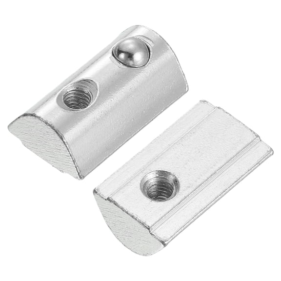 Uxcell M4 T Spring Nut, 10 Pack 4040 Series Half Round Roll in Spring Nut, Carbon Steel Nickel Plated Roll Ball Elastic Nut with Slot 8mm for 4040 Series Aluminum Extrusion Profile