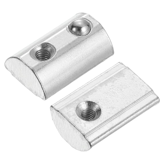 Uxcell M4 T Spring Nut, 10 Pack 4545 Series Half Round Roll in Spring Nut, Carbon Steel Nickel Plated Roll Ball Elastic Nut with Slot 10mm for 4545 Series Aluminum Extrusion Profile