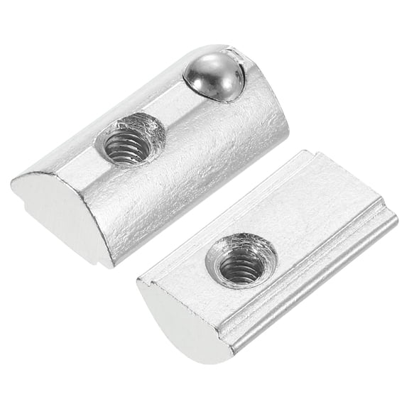 Uxcell M4 T Spring Nut, 25 Pack 3030 Series Half Round Roll in Spring Nut, Carbon Steel Nickel Plated Roll Ball Elastic Nut with Slot 8mm for 3030 Series Aluminum Extrusion Profile