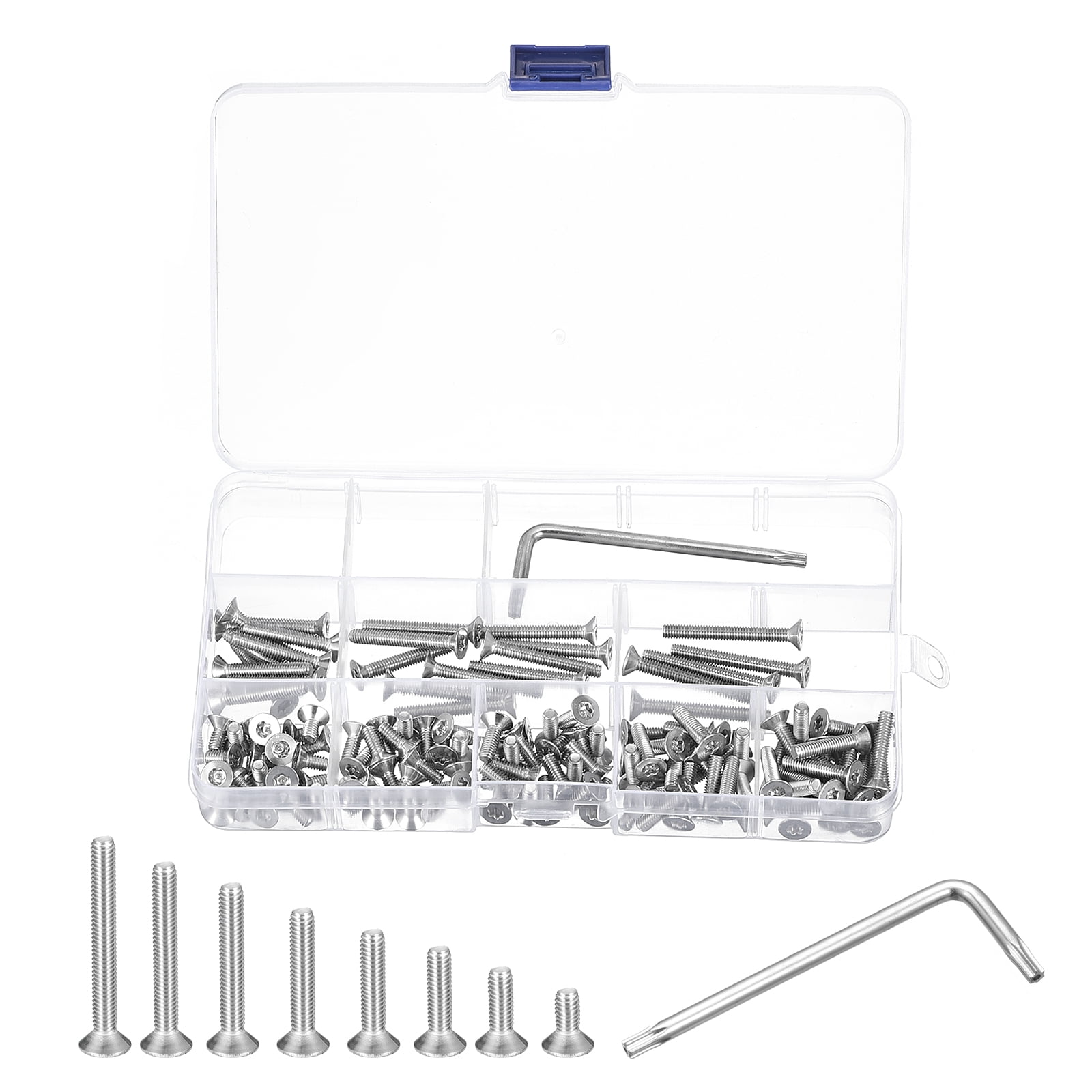 Uxcell M4 Torx Security Screws Kit, (M4x8/10/12/16/20/25/30/35mm)125pcs Countersunk Head W 1pcs T20 Wrench Bolts