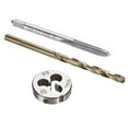thumbnail image 1 of Uxcell M4 x 0.7 Left Hand Thread Milling Tap and Round Die and 3.3mm Drill Bit Set, 1 of 7