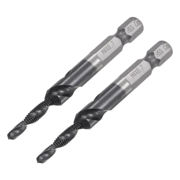 Uxcell M4 x 0.7 TiAlN Coated M35 Cobalt High Speed Steel Combination Drill Tap Bit 2 Pack