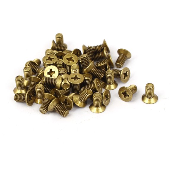 Uxcell M4 x 0.7mm Pitch GB819 Brass Metric Flat Head Countersunk Screws (50-pack)