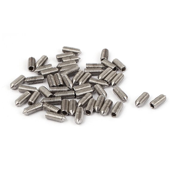 Uxcell M4 x 10mm 304 Stainless Steel Cone Point Hex Socket Set Grub Screw (50-pack)