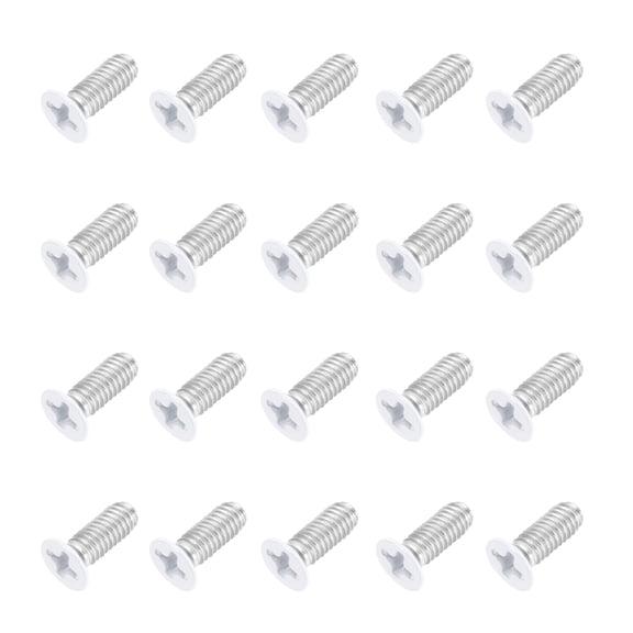 Uxcell M4 x 10mm Flat Countersunk Head Machine Screws 304 Stainless Steel Full Thread Phillips Drive Cross Screw for Furniture Connection Electrical Appliances (White, Pack of 20)