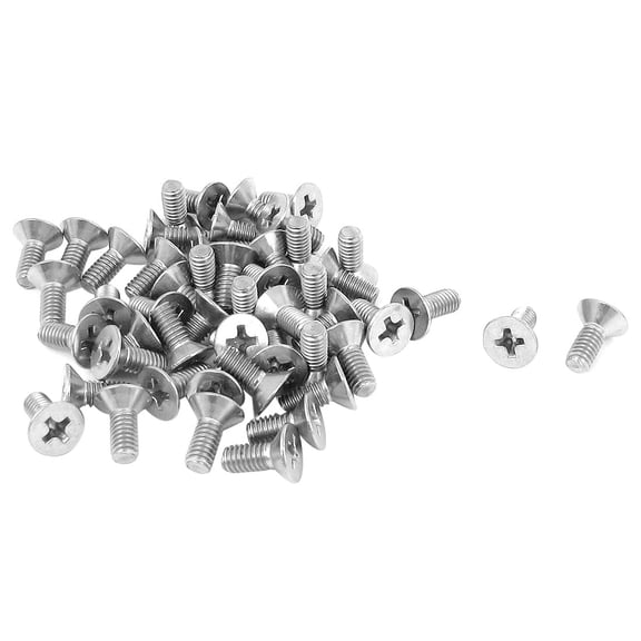 Uxcell M4 x 10mm Metric Phillips Flat Head Machine Screws 50Pcs
