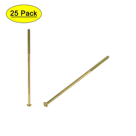 Uxcell M4 x 110mm Male Thread Phillips Pan Head Bolt Screw Color Zinc Plated 25 Pack