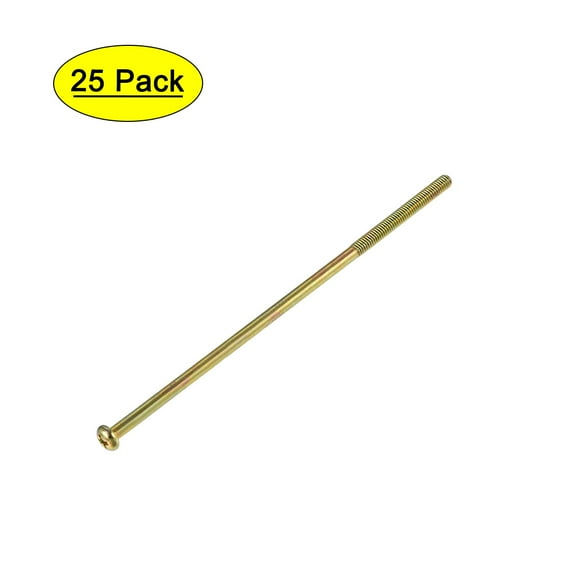 Uxcell M4 x 120mm Male Thread Phillips Pan Head Bolt Screw Color Zinc Plated 25 Pack