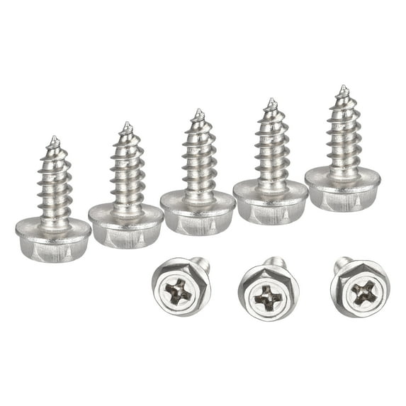 Uxcell M4 x 12mm 304 Stainless Steel Phillips Hex Washer Self Tapping Screws 100 Pack